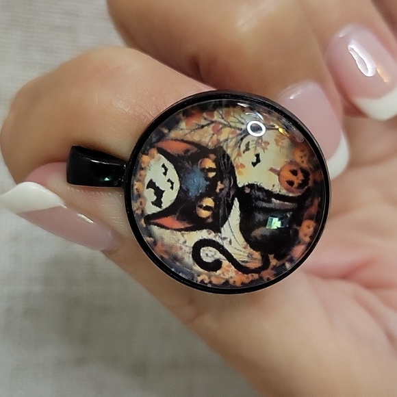 Black Cat Halloween Pendant Necklace - Picture 3 of 7